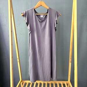 Grey Ruffle Sleeve Casual Dress